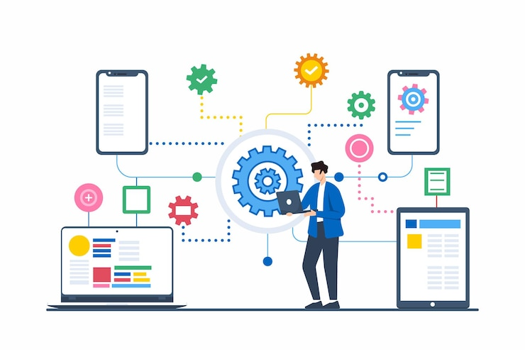 Developer integrating APIs for seamless cross-platform data synchronization
