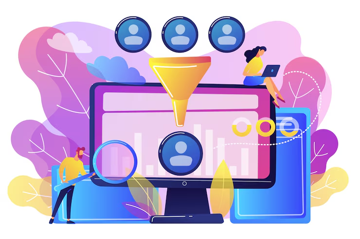 Lead generation funnel showing conversion process from prospects to customers